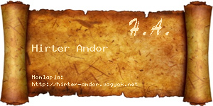Hirter Andor névjegykártya